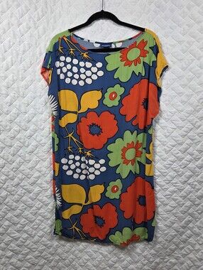 Marimekko Target Floral Multicolor Tunic Mini Dress  Hippie Beachy L